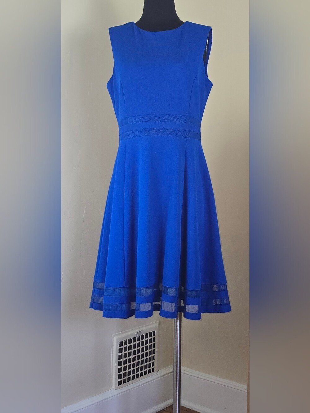 Calvin Klein Classic Royal Blue Crepe Fit and Flare Dress 12
